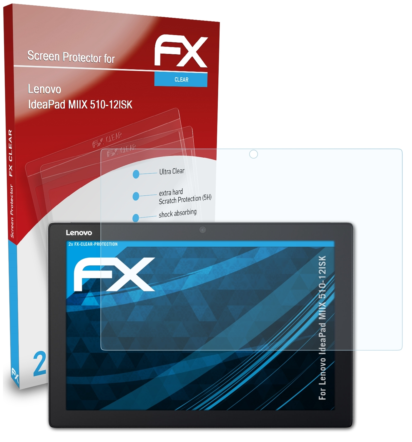 (510-12ISK)) 2x MIIX IdeaPad FX-Clear Displayschutz(für ATFOLIX Lenovo