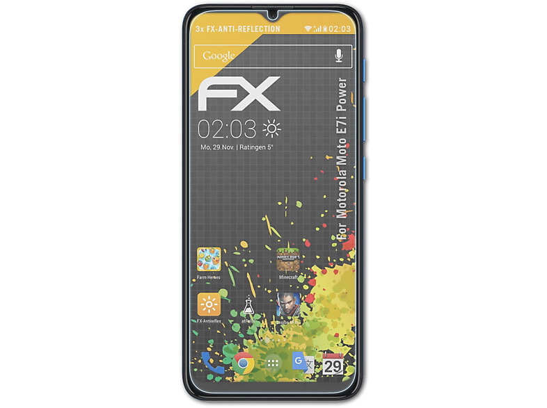 ATFOLIX 3x FX-Antireflex Displayschutz(für Motorola Moto E7i Power) | Displayschutzfolien & Gläser