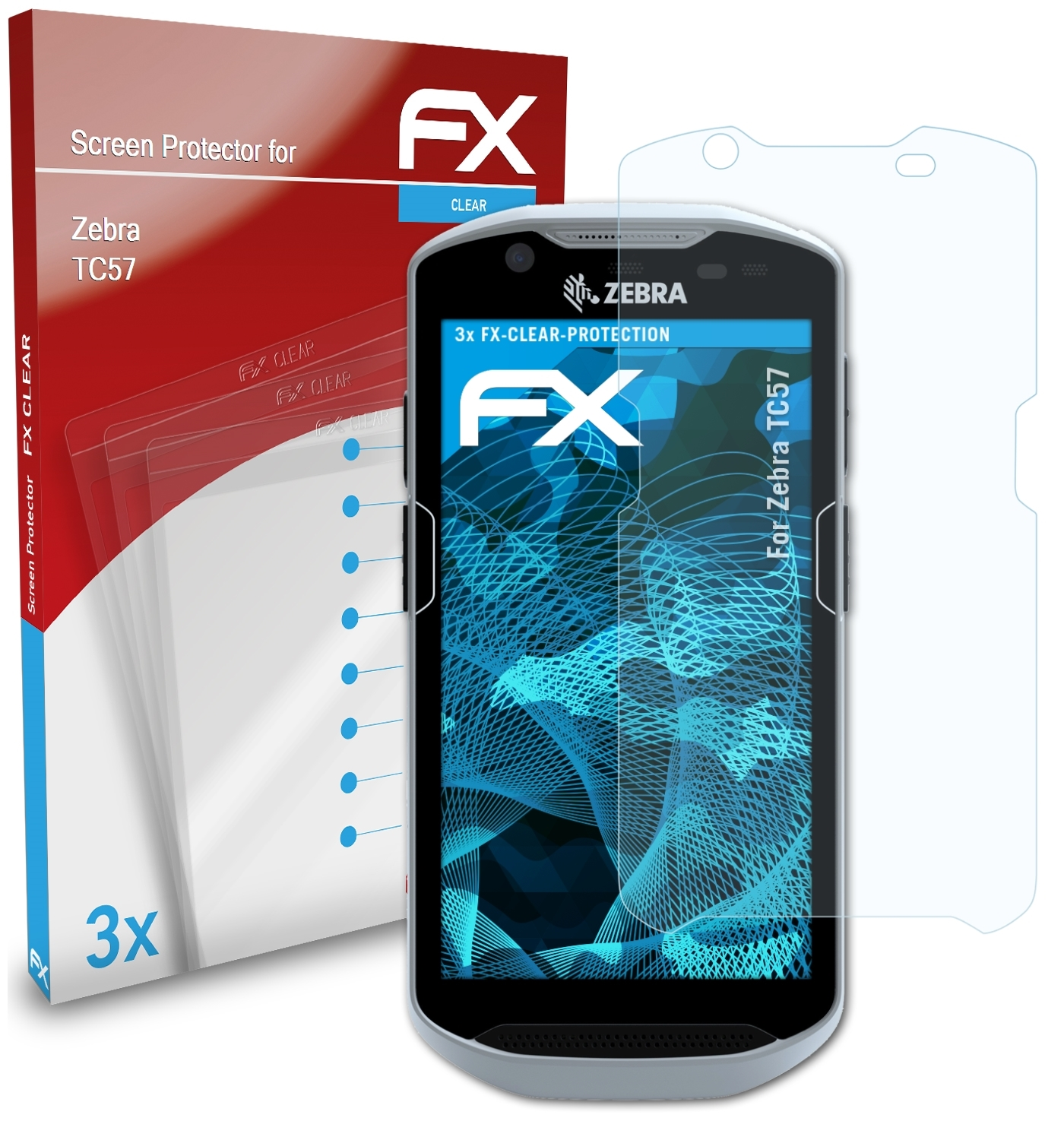 ATFOLIX 3x FX-Clear Displayschutz(für Zebra TC57)