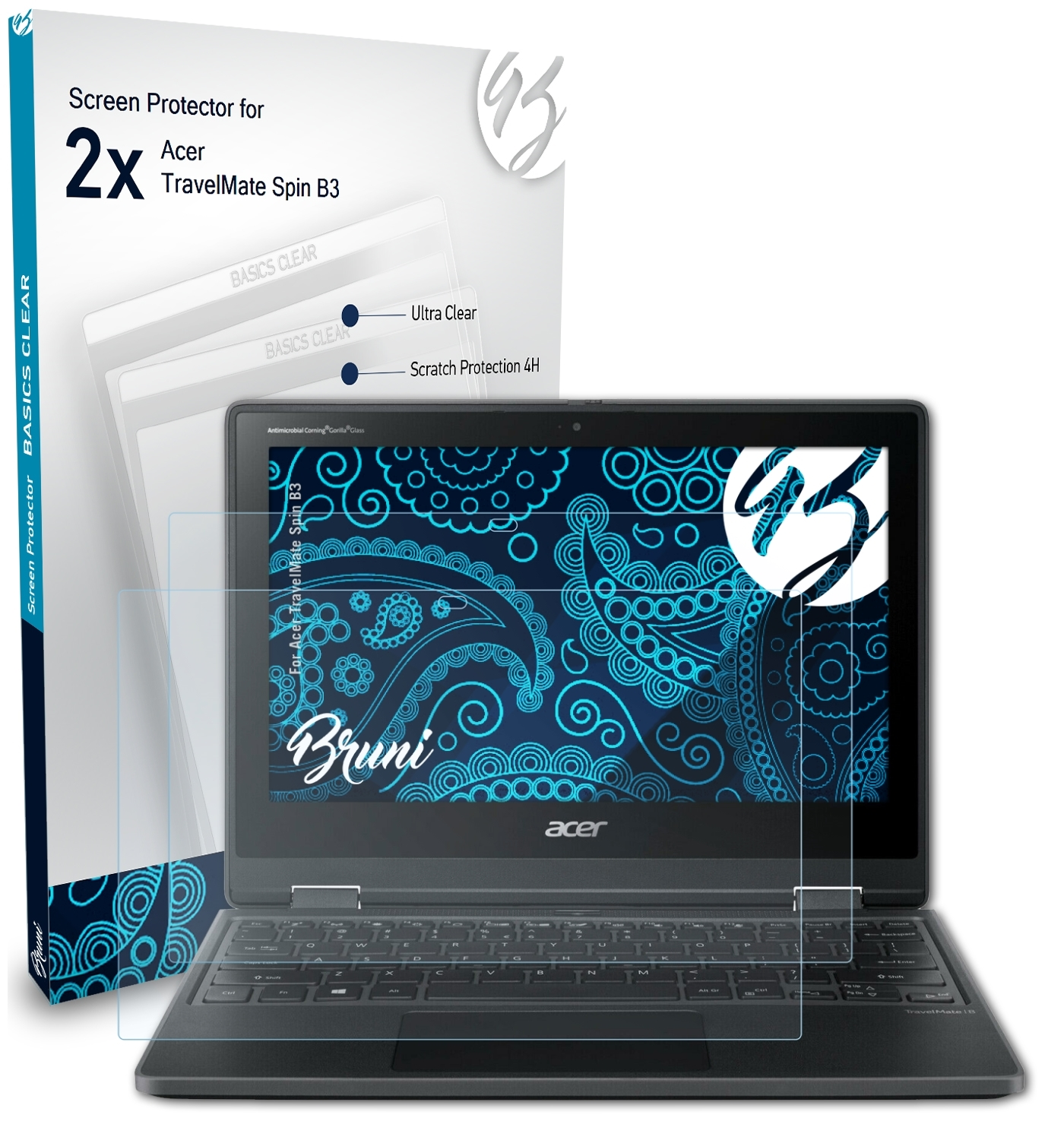 BRUNI Schutzfolie(für Acer 2x Basics-Clear TravelMate Spin B3)