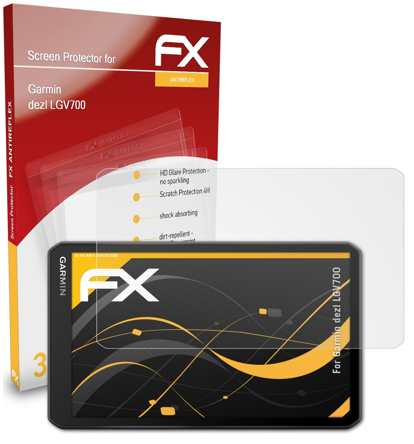 ATFOLIX 3x FX-Antireflex Displayschutz(für Garmin dezl LGV700)