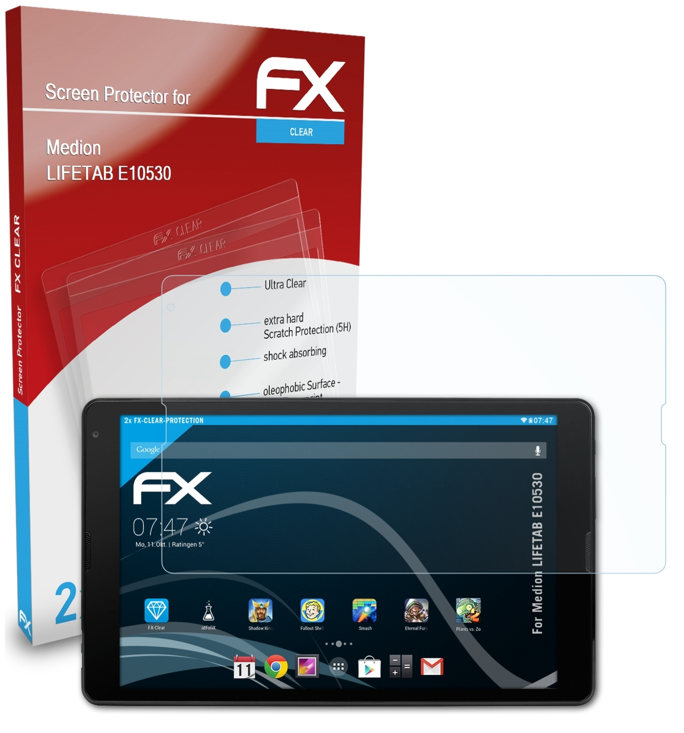 LIFETAB FX-Clear Displayschutz(für E10530) ATFOLIX 2x Medion