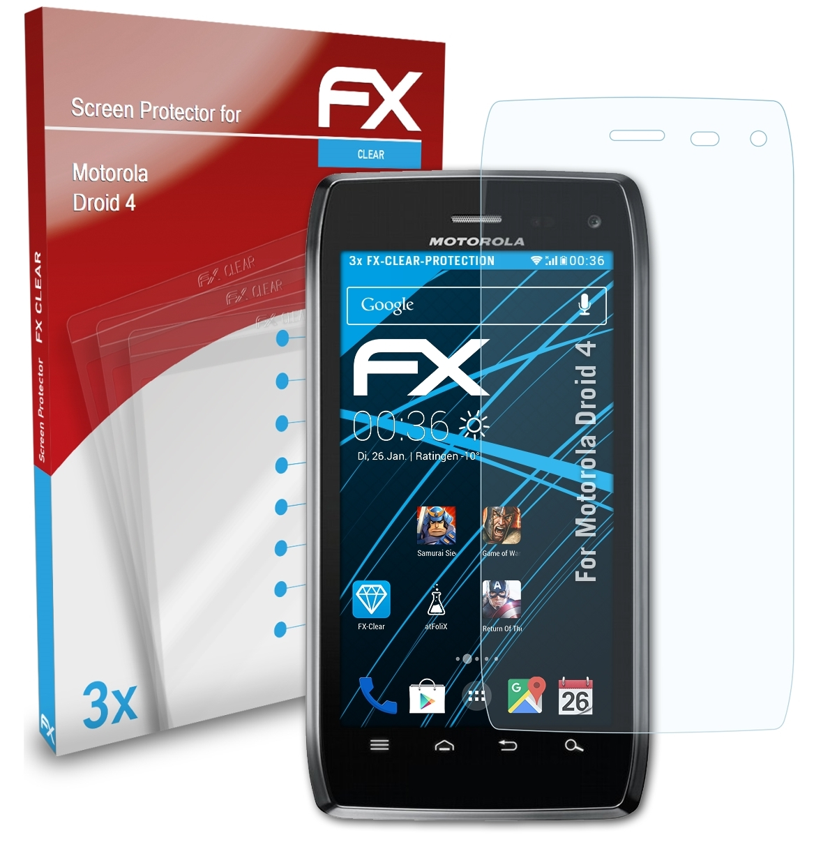 FX-Clear Displayschutz(für ATFOLIX 3x Motorola 4) Droid