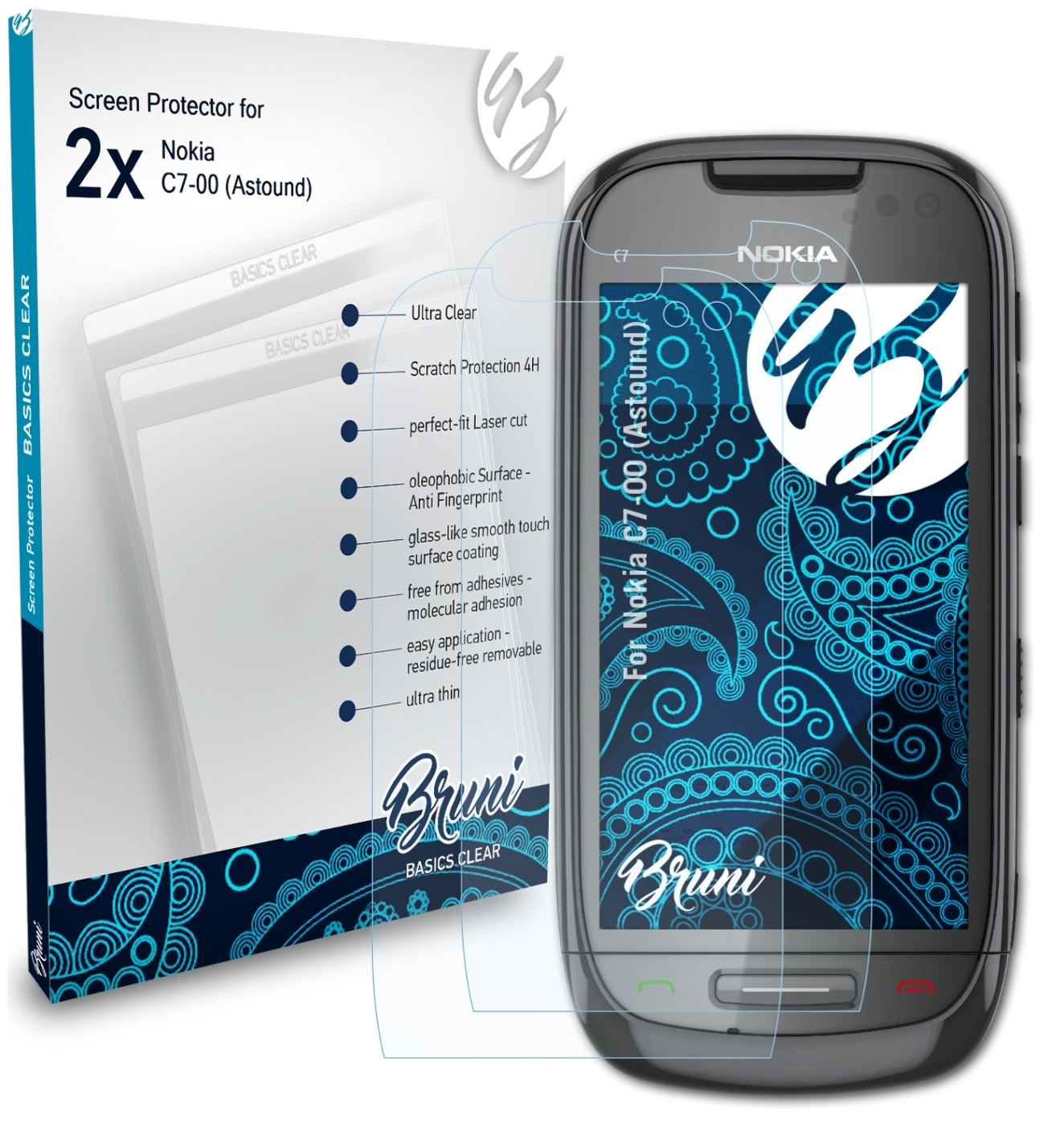 Nokia 2x (Astound)) BRUNI Basics-Clear C7-00 Schutzfolie(für