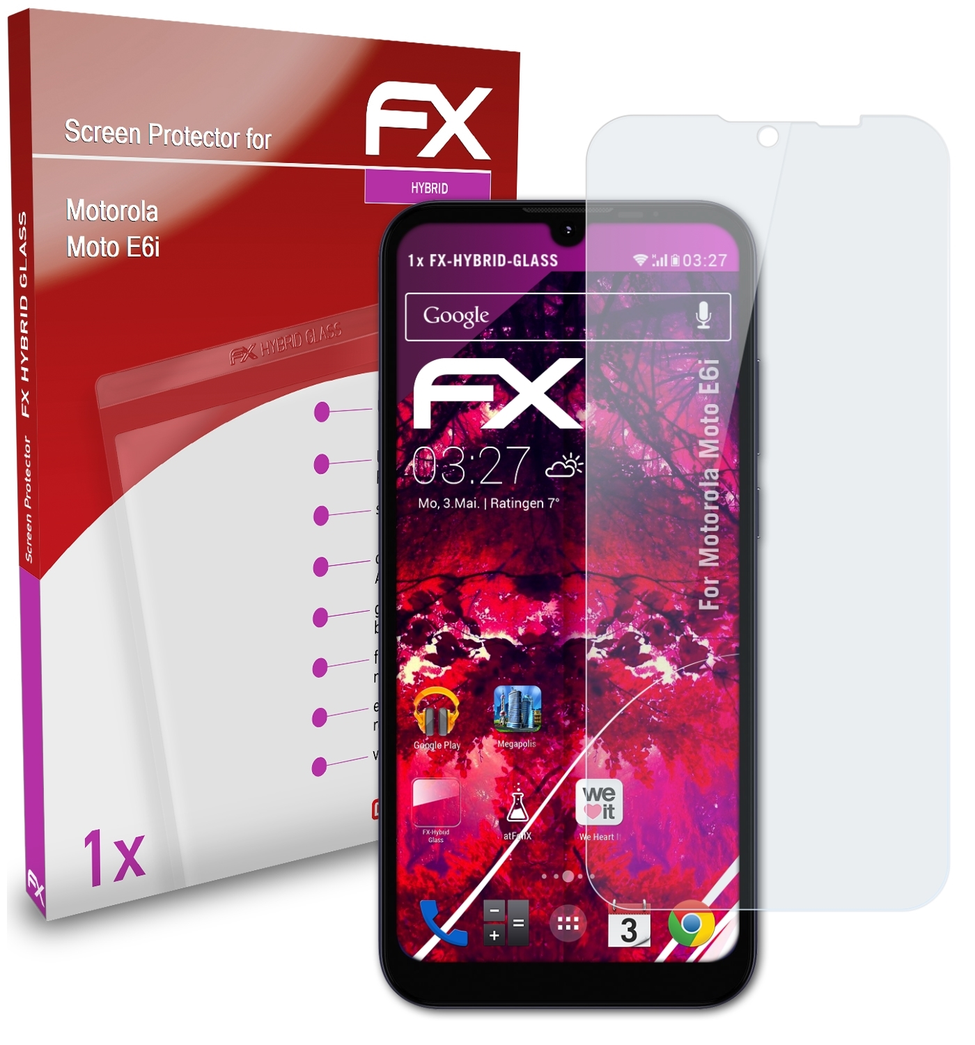 ATFOLIX FX-Hybrid-Glass Schutzglas(für Motorola Moto E6i)