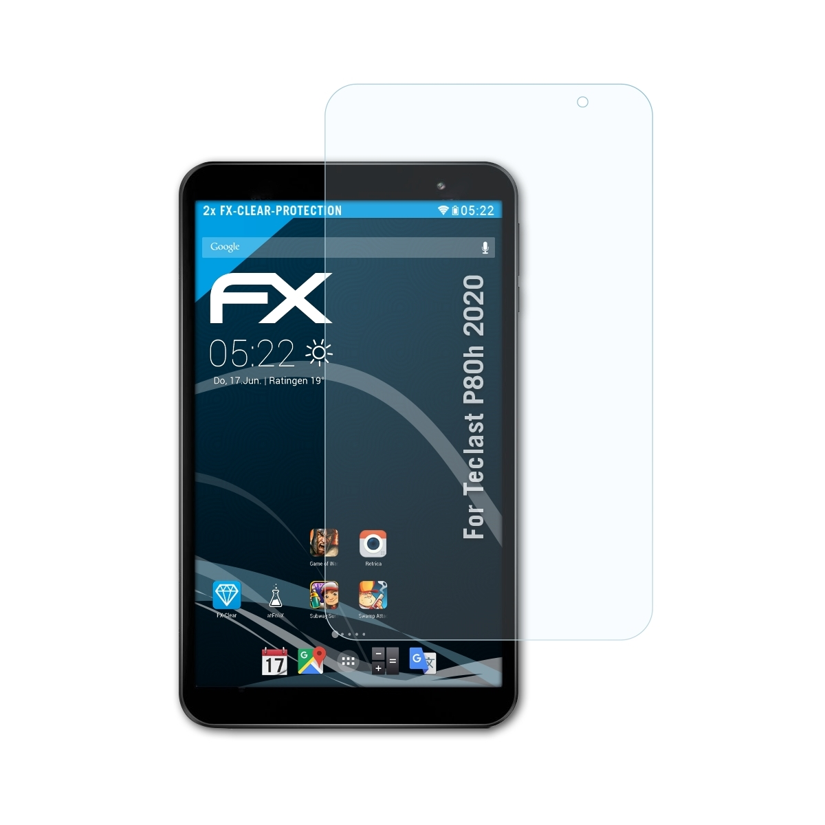 (2020)) FX-Clear Displayschutz(für P80h 2x Teclast ATFOLIX