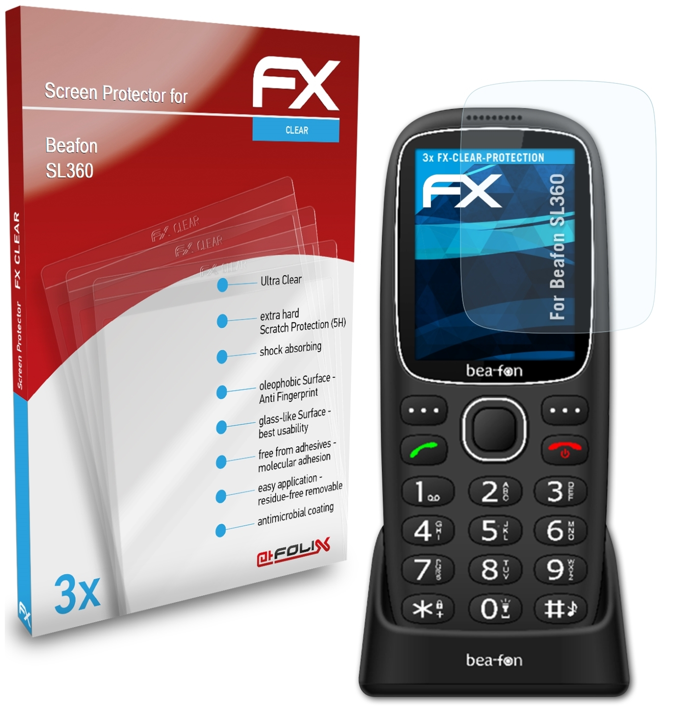 FX-Clear Displayschutz(für 3x ATFOLIX Beafon SL360)