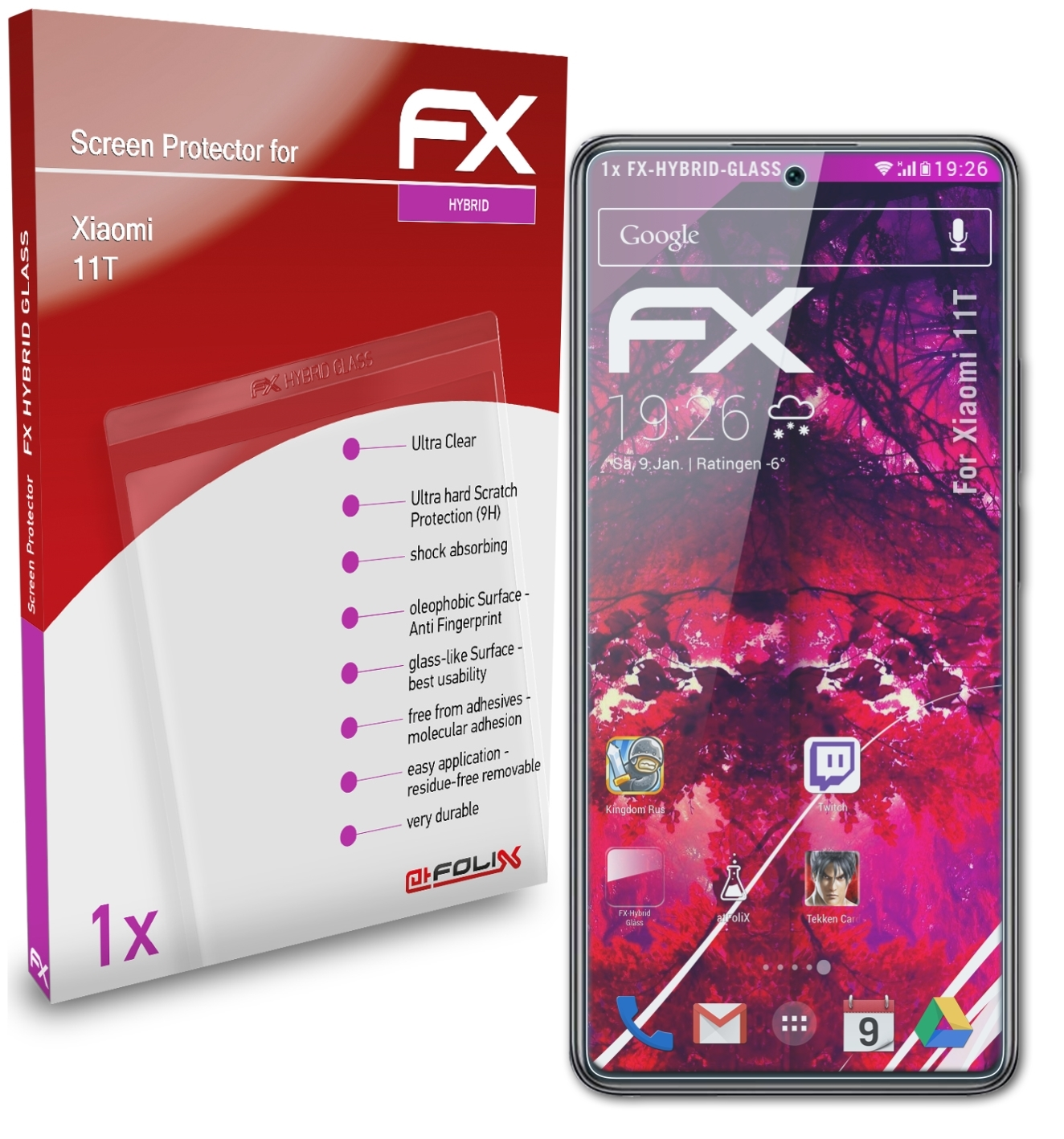 ATFOLIX 11T) Xiaomi FX-Hybrid-Glass Schutzglas(für
