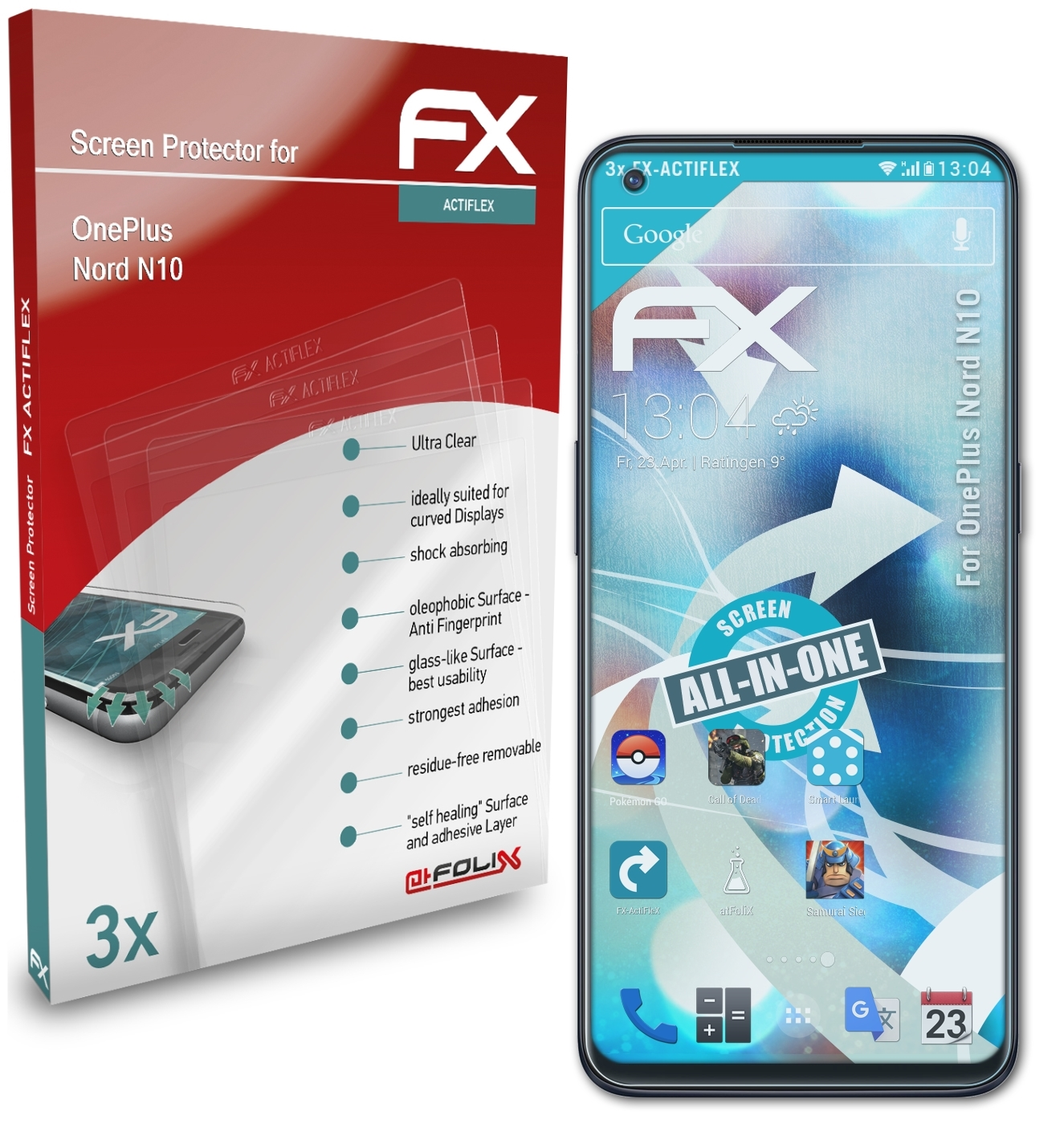 Displayschutz(für OnePlus N10) Nord FX-ActiFleX ATFOLIX 3x
