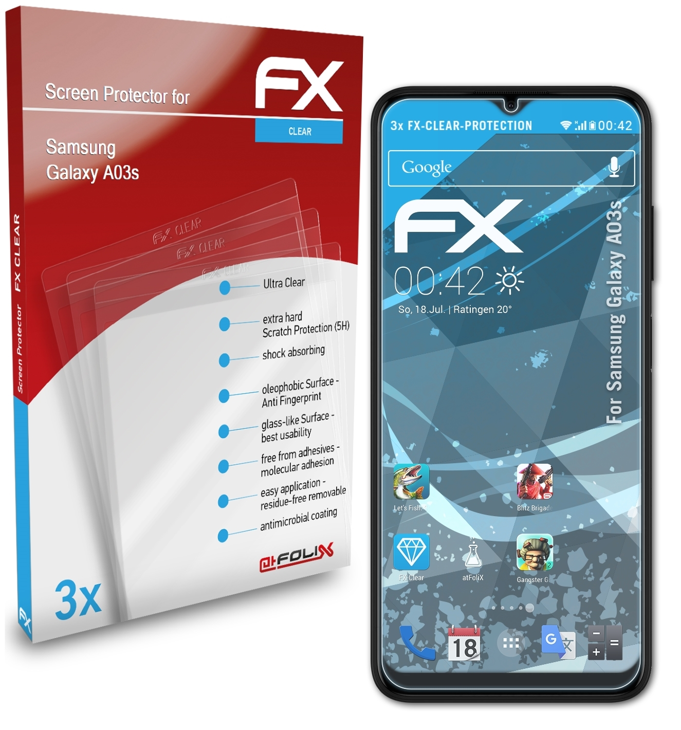 Samsung 3x ATFOLIX A03s) FX-Clear Displayschutz(für Galaxy