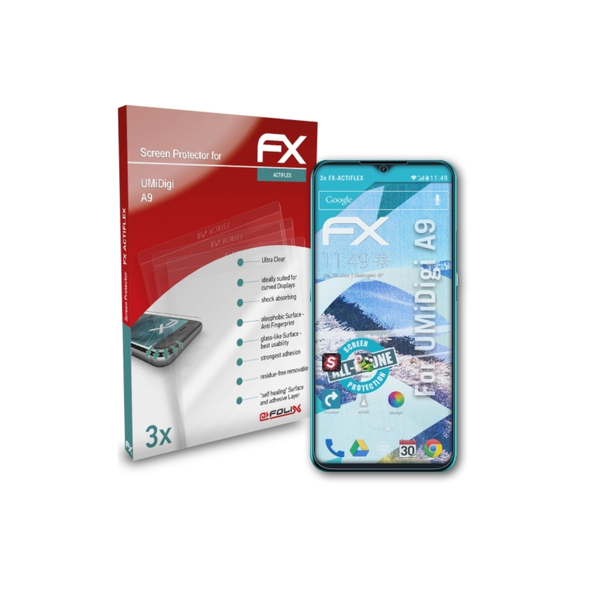 ATFOLIX 3x FX-ActiFleX A9) Displayschutz(für UMiDigi