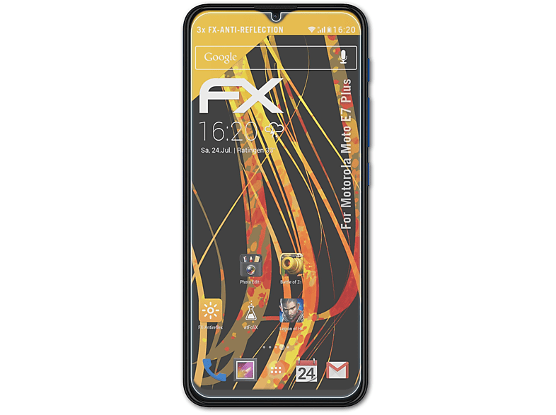 ATFOLIX 3x FX-Antireflex Displayschutz(für Motorola Moto Plus) E7
