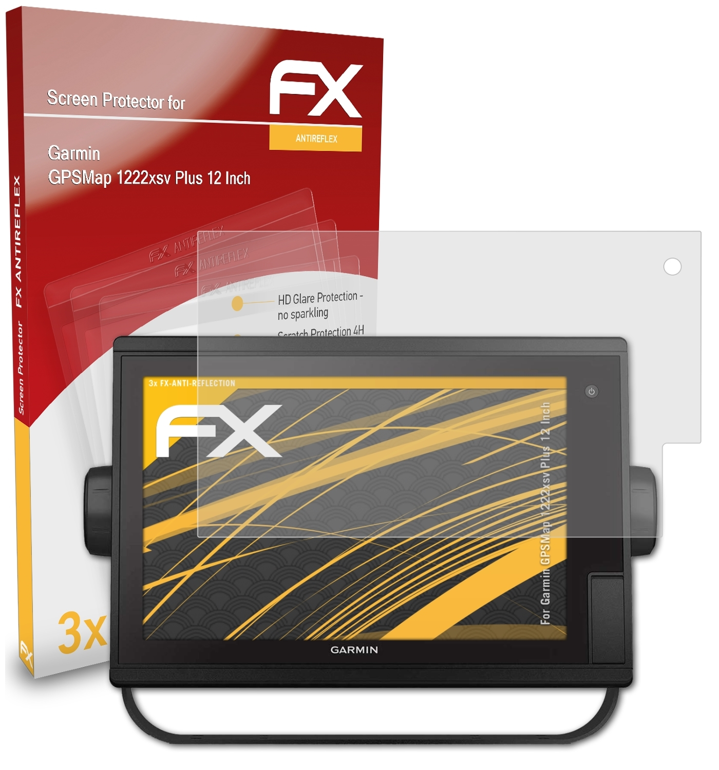 ATFOLIX 3x (12 GPSMap 1222xsv Garmin Plus FX-Antireflex Inch)) Displayschutz(für