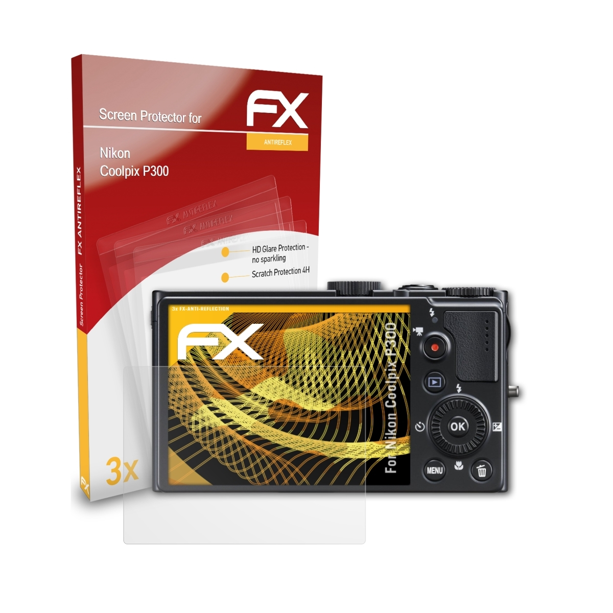 Nikon Coolpix P300) 3x Displayschutz(für ATFOLIX FX-Antireflex