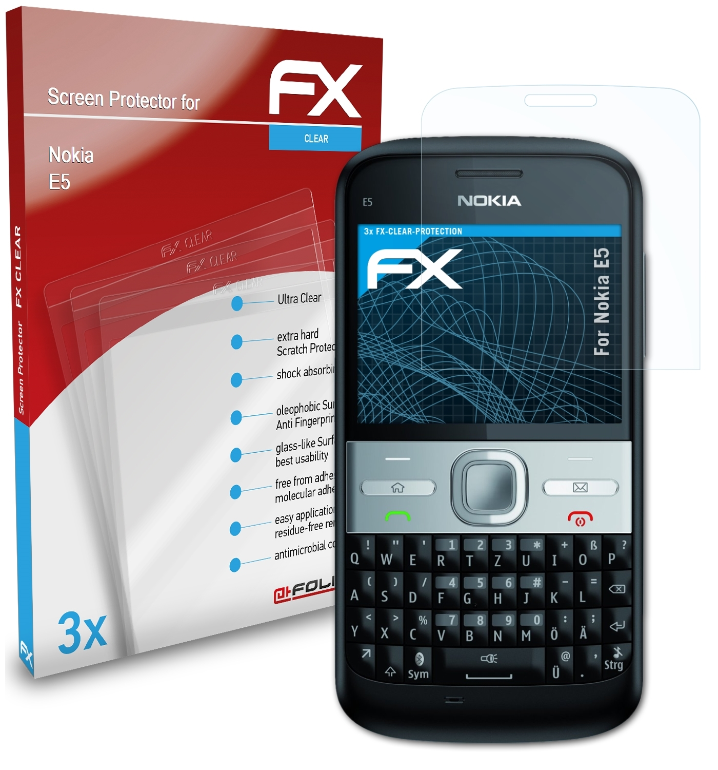 Displayschutz(für E5) ATFOLIX FX-Clear Nokia 3x