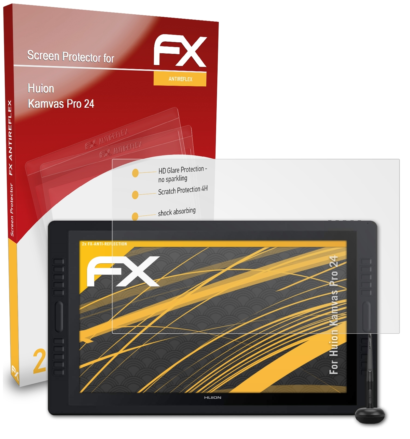 ATFOLIX 2x FX-Antireflex Kamvas Huion Pro 24) Displayschutz(für