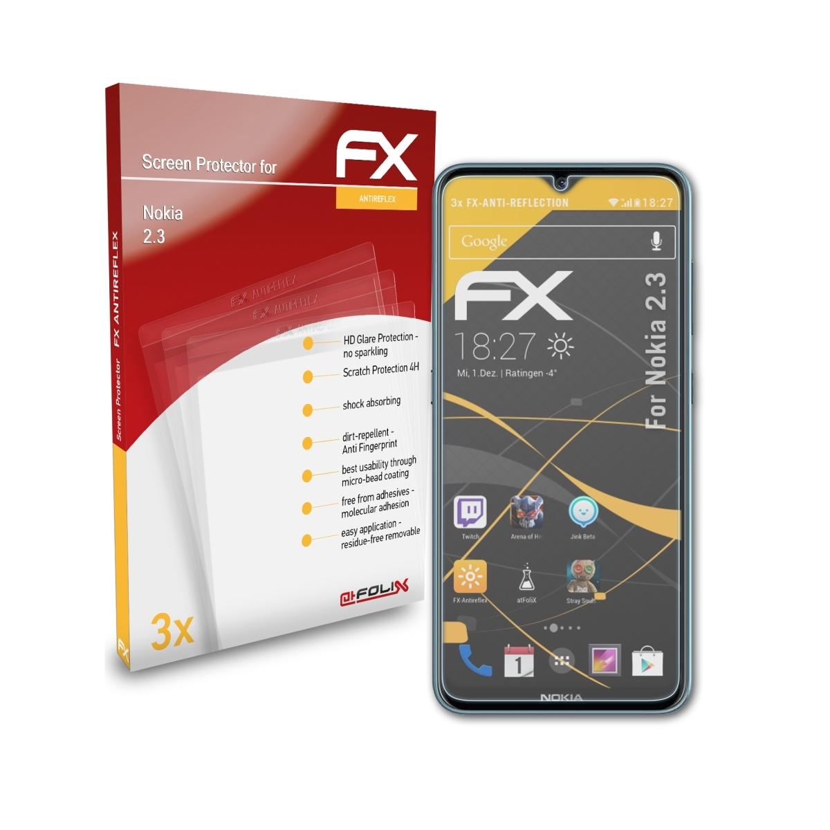 FX-Antireflex ATFOLIX Displayschutz(für Nokia 2.3) 3x