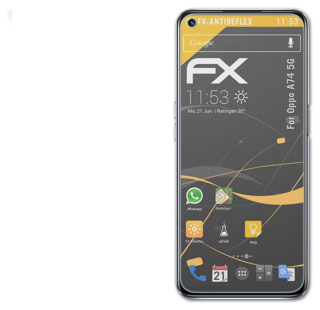 Oppo 3x Displayschutz(für A74 ATFOLIX FX-Antireflex 5G)