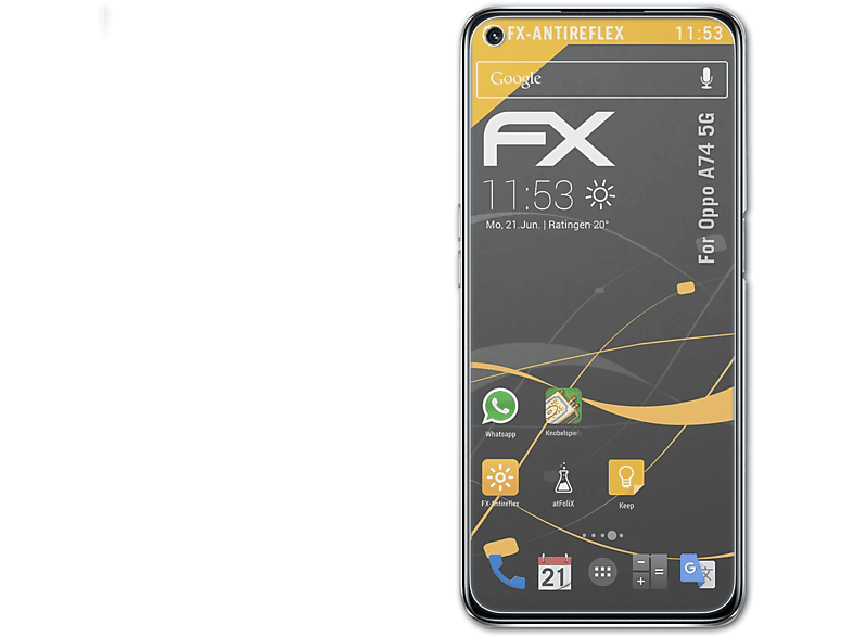 ATFOLIX 3x FX-Antireflex Displayschutz(für Oppo A74 5G)