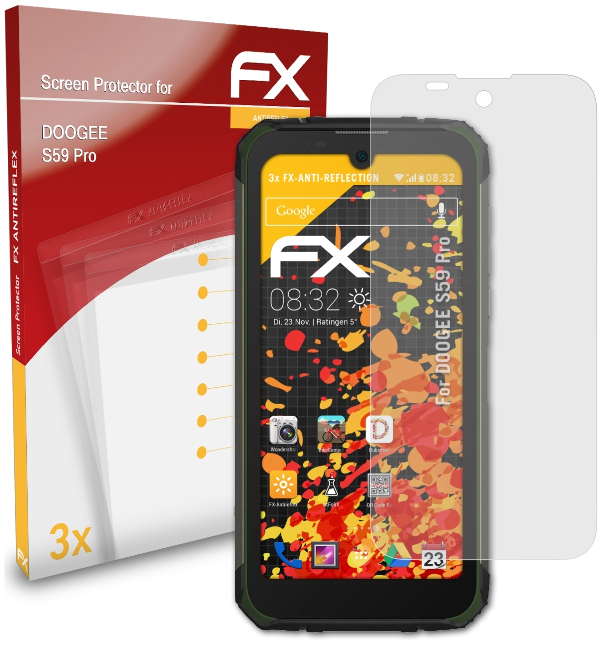 ATFOLIX 3x FX-Antireflex Doogee Pro) Displayschutz(für S59