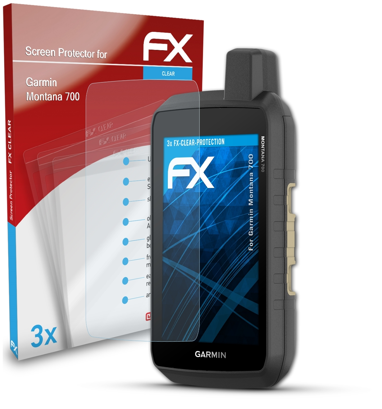 ATFOLIX Montana FX-Clear 3x Displayschutz(für 700) Garmin