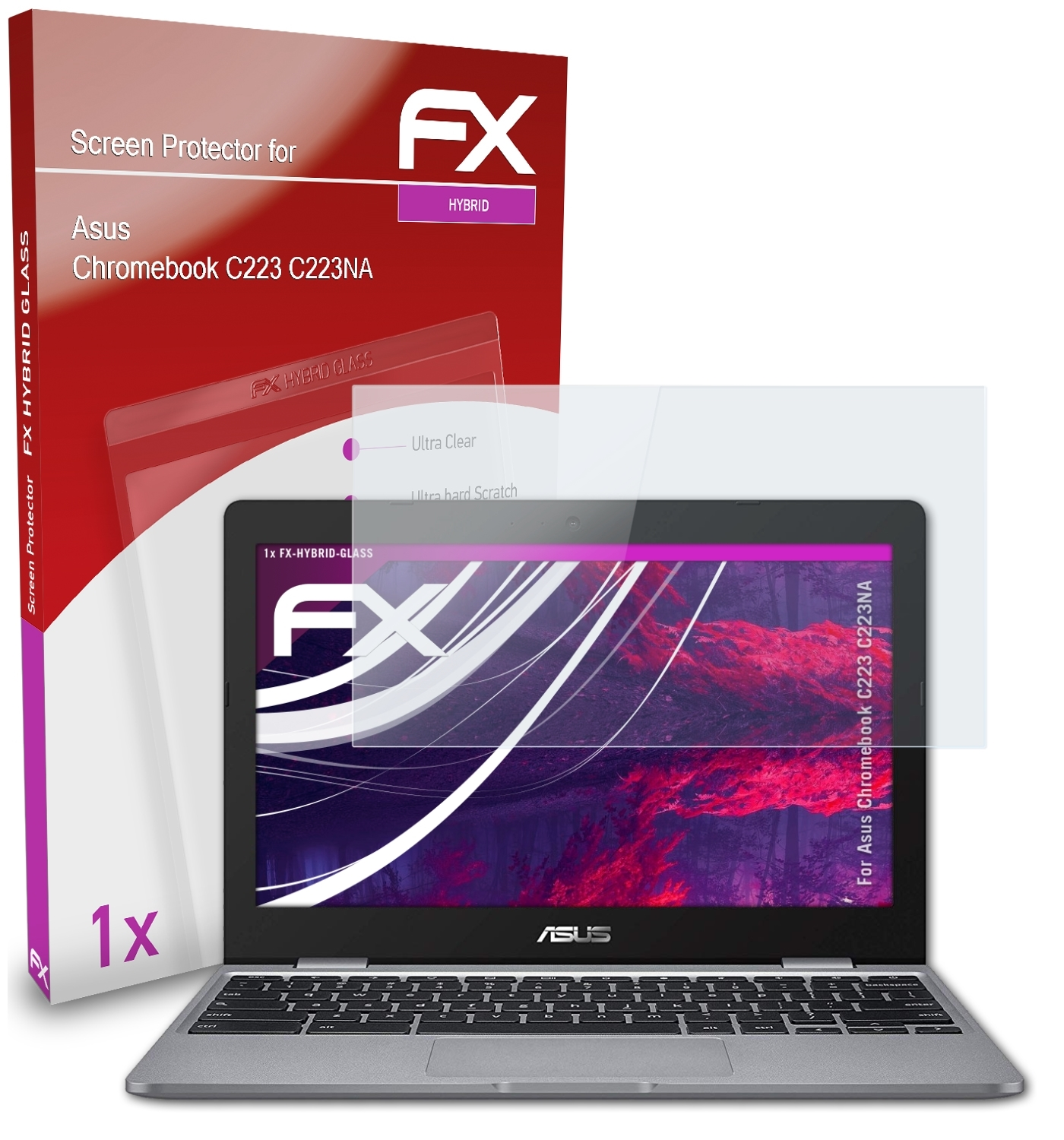 ATFOLIX FX-Hybrid-Glass C223 Chromebook (C223NA)) Asus Schutzglas(für