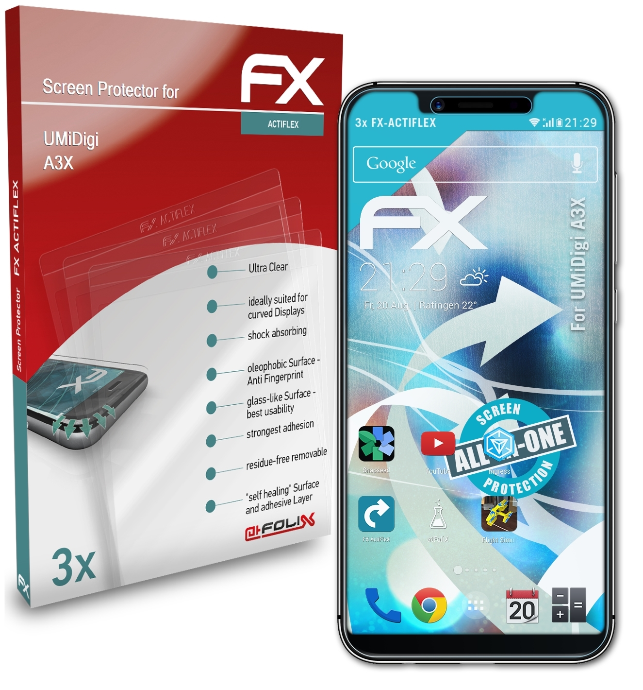 UMiDigi 3x A3X) ATFOLIX Displayschutz(für FX-ActiFleX