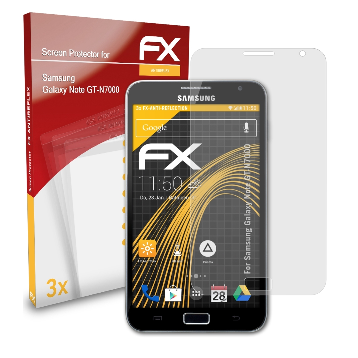 ATFOLIX 3x FX-Antireflex Displayschutz(für Samsung (GT-N7000)) Note Galaxy