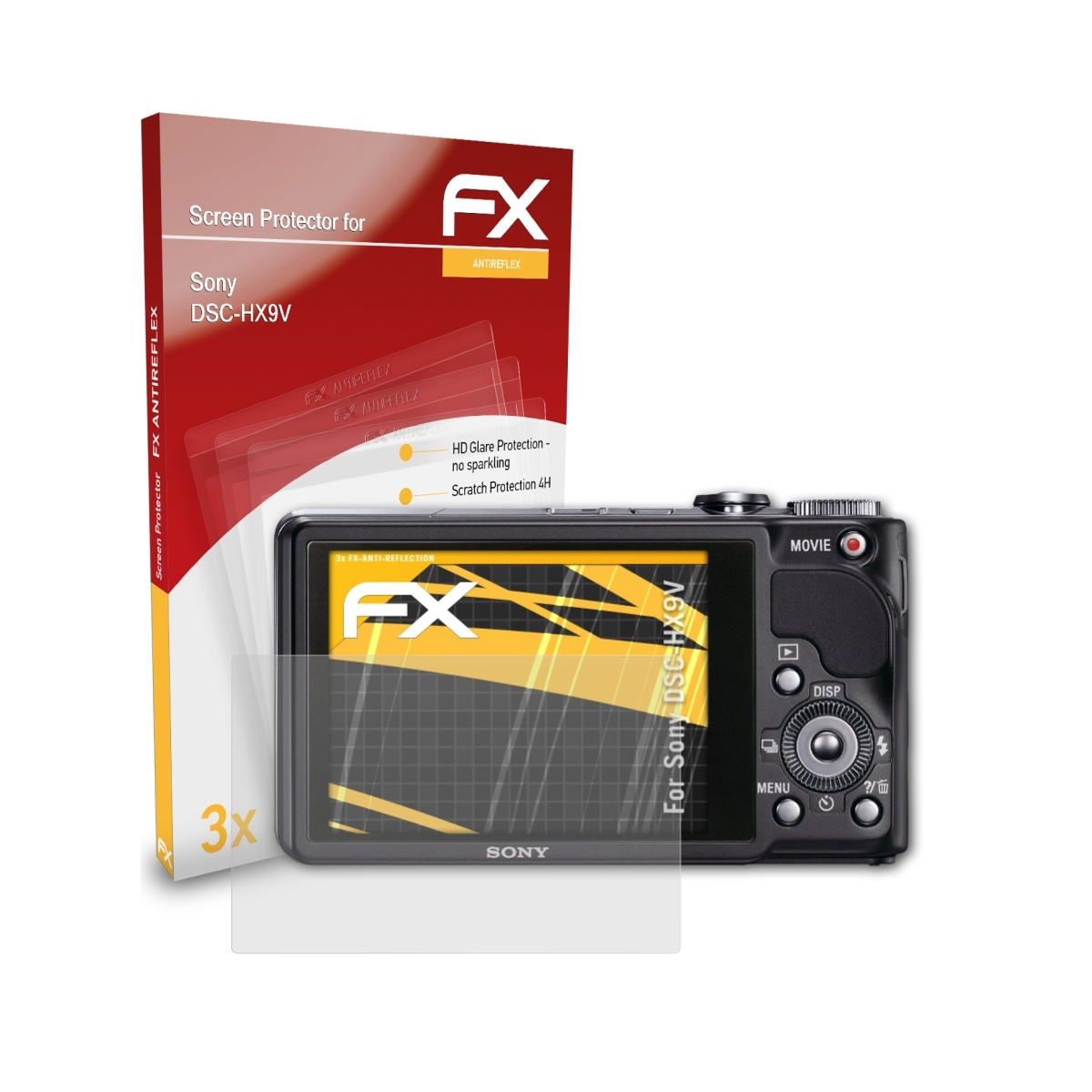 3x DSC-HX9V) ATFOLIX Sony FX-Antireflex Displayschutz(für