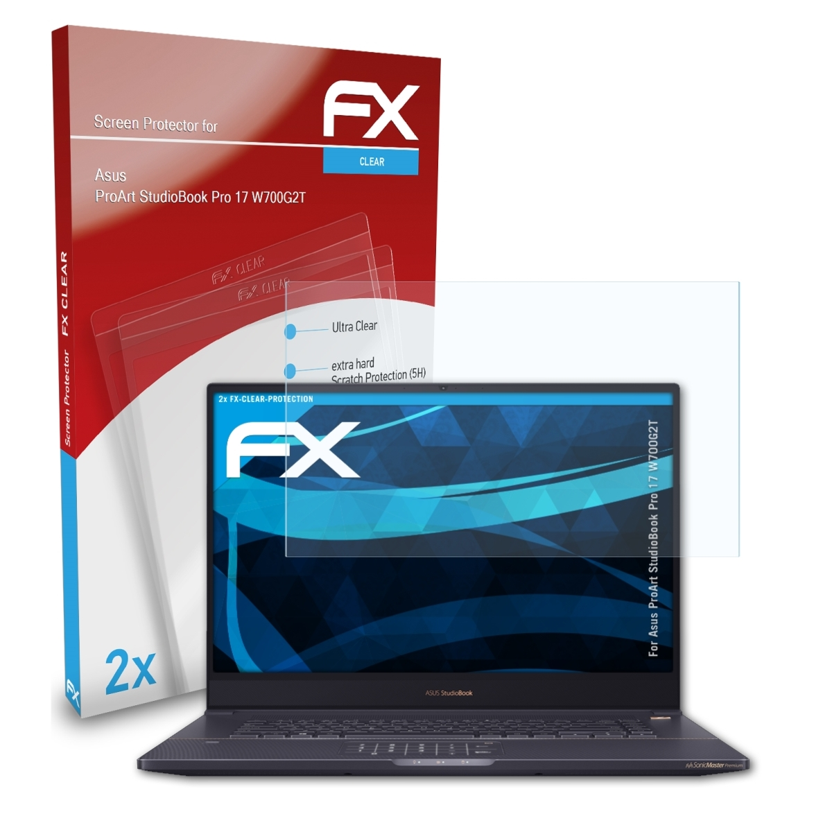 ATFOLIX 2x FX-Clear Displayschutz(für Asus StudioBook 17 Pro ProArt (W700G2T))