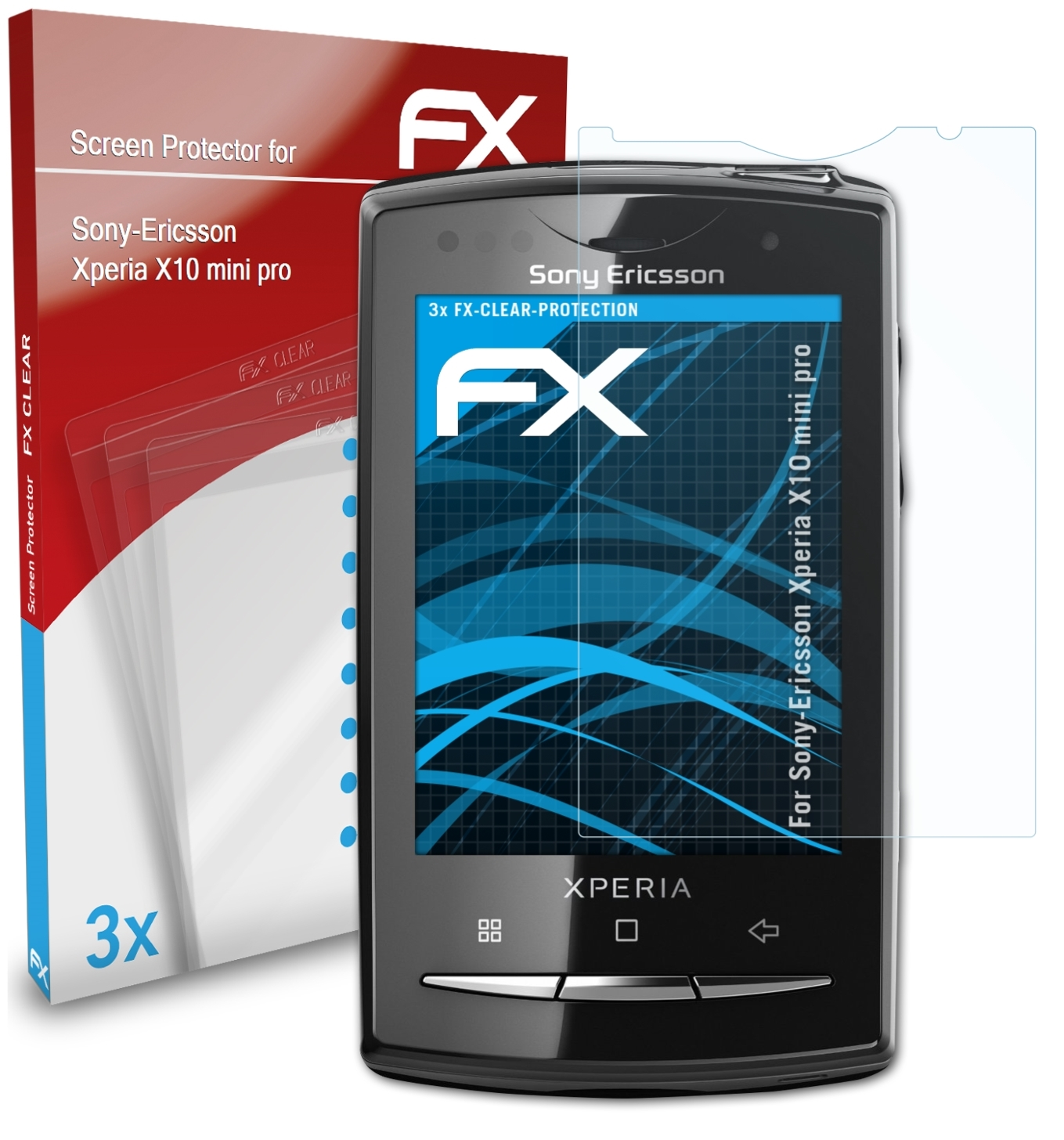 mini 3x Sony-Ericsson ATFOLIX Displayschutz(für X10 FX-Clear pro) Xperia