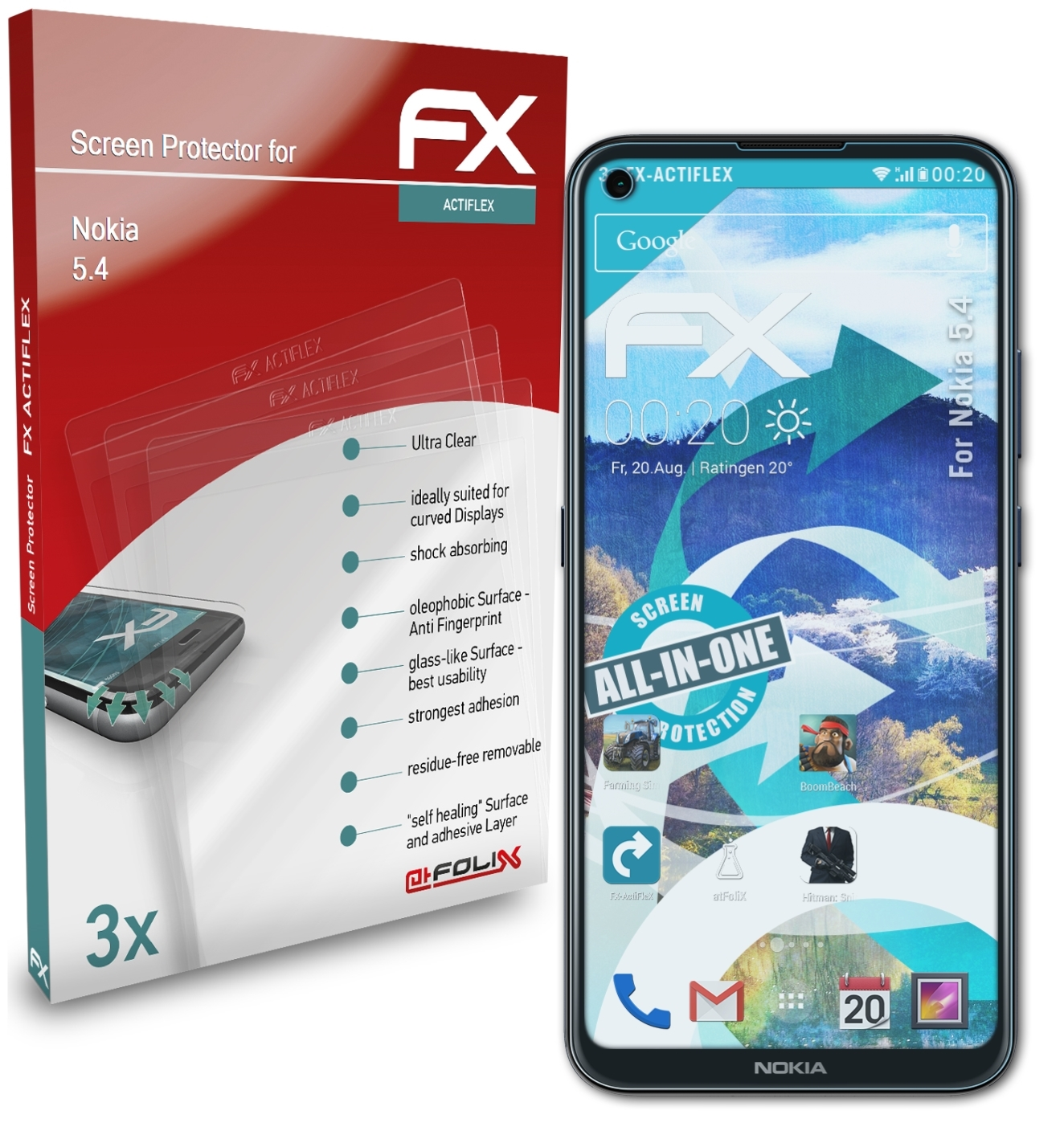 ATFOLIX 3x FX-ActiFleX Displayschutz(für Nokia 5.4)