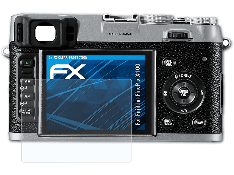 ATFOLIX 3x FX-Clear Displayschutz(für Fujifilm FinePix X100) | Kamera Schutzfolie