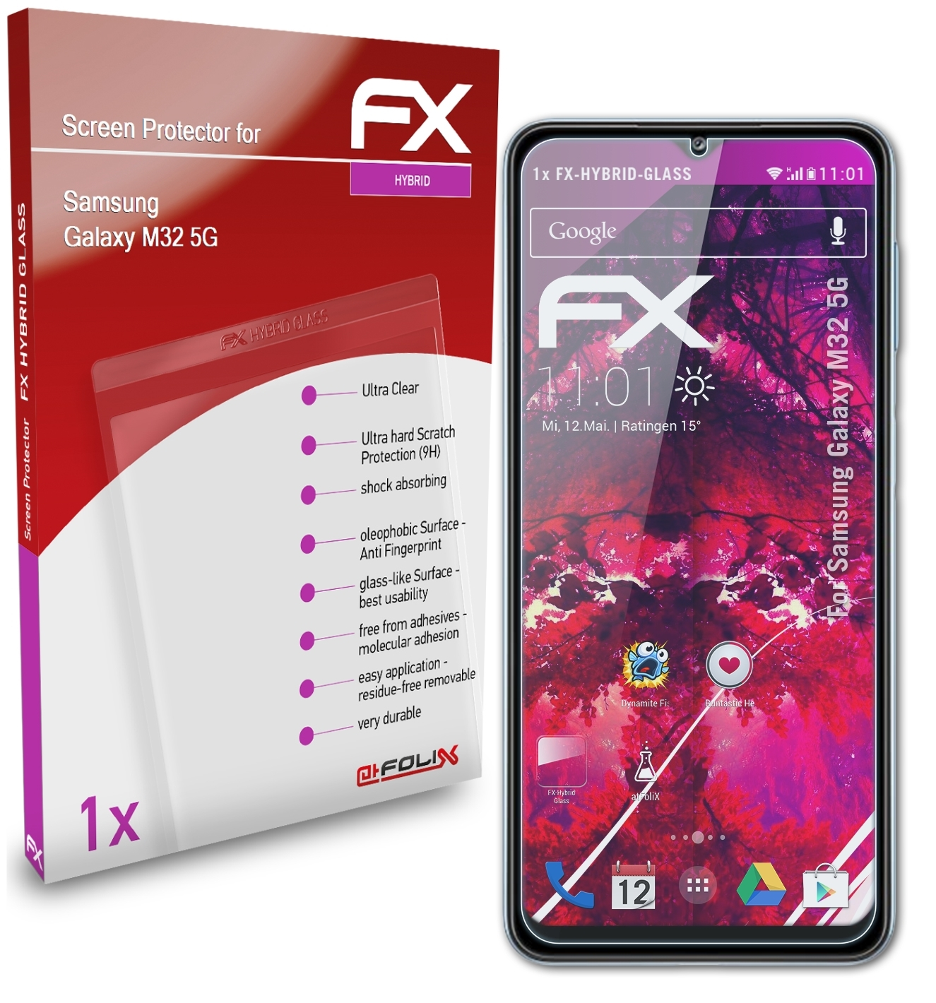 ATFOLIX FX-Hybrid-Glass Schutzglas(für Galaxy 5G) M32 Samsung