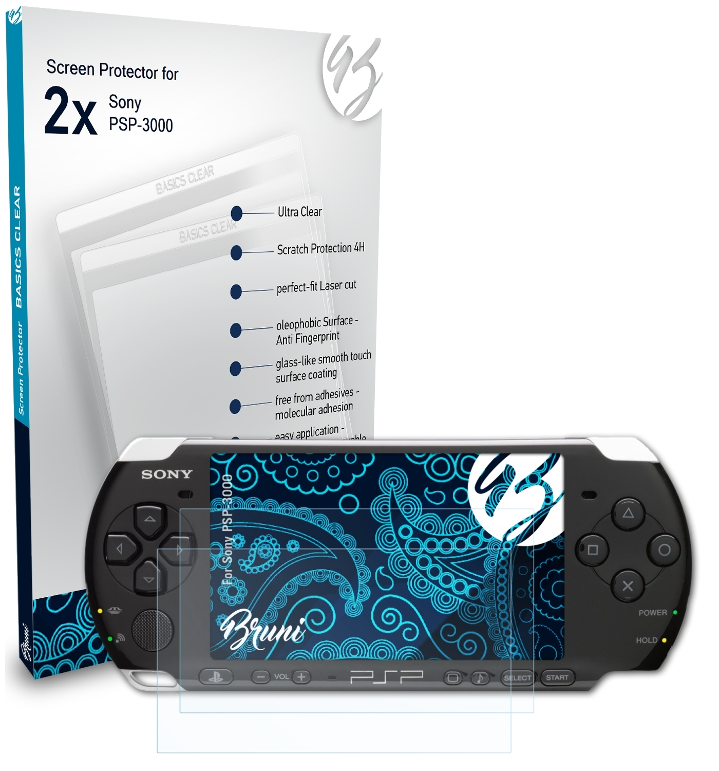 Basics-Clear Schutzfolie(für BRUNI PSP-3000) Sony 2x