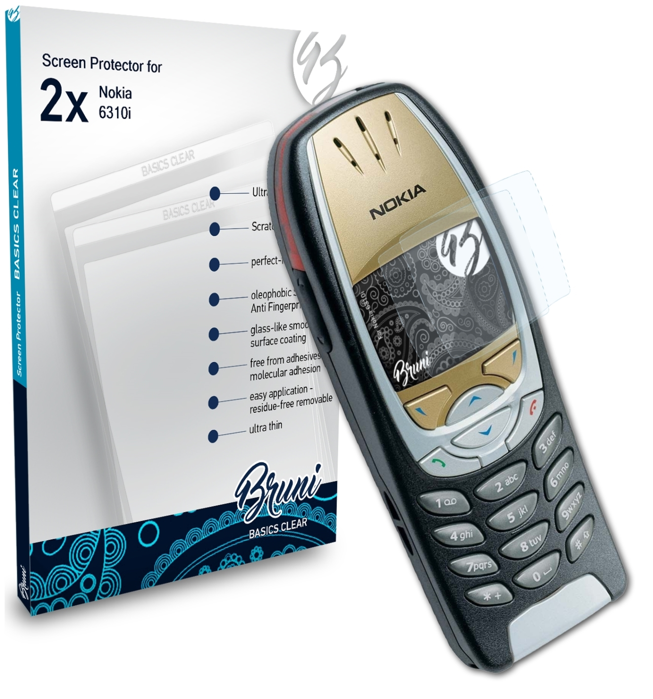 Basics-Clear 2x 6310i) BRUNI Schutzfolie(für Nokia