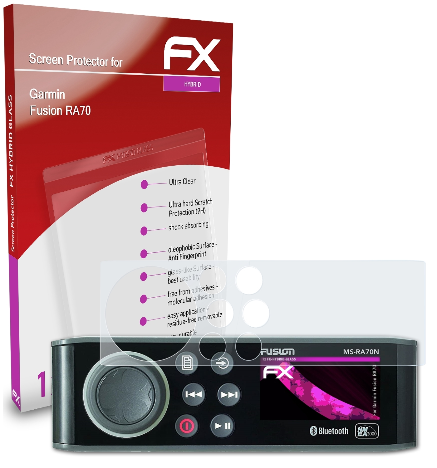 Fusion ATFOLIX FX-Hybrid-Glass Garmin Schutzglas(für MS-RA70)