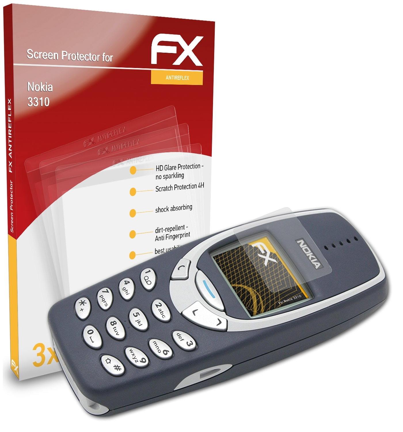 3310) 3x ATFOLIX FX-Antireflex Nokia Displayschutz(für