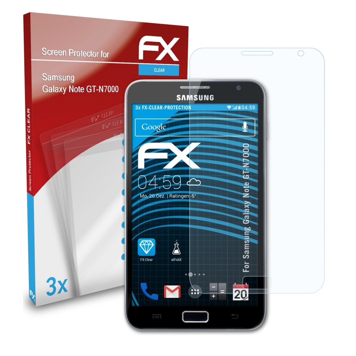 (GT-N7000)) 3x Galaxy Displayschutz(für Samsung Note ATFOLIX FX-Clear