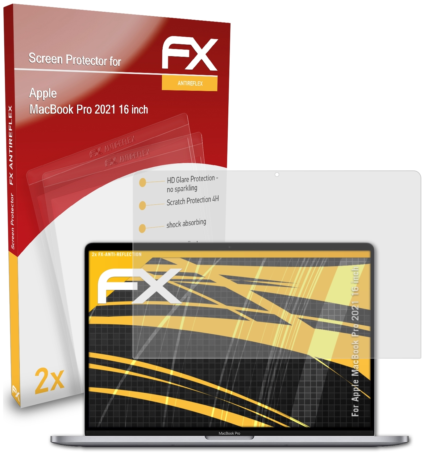ATFOLIX 2x FX-Antireflex MacBook 2021 (16 Pro Displayschutz(für Apple inch))