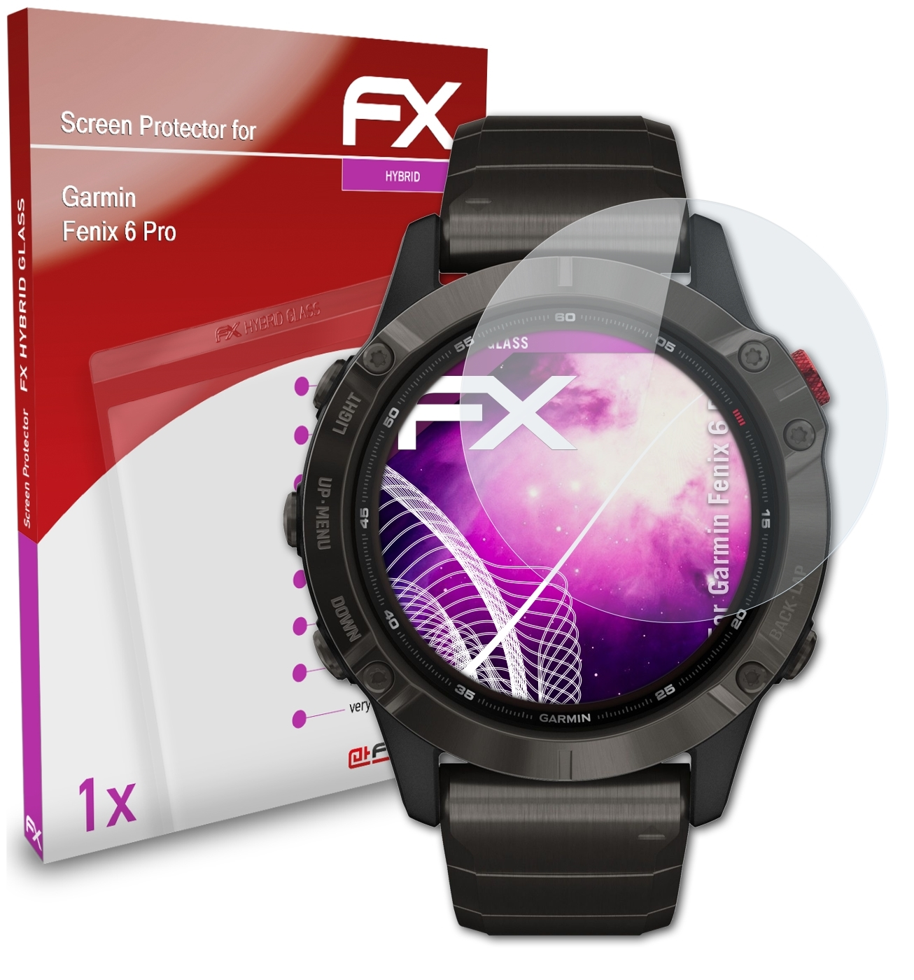 Fenix 6 ATFOLIX FX-Hybrid-Glass Schutzglas(für Garmin Pro)