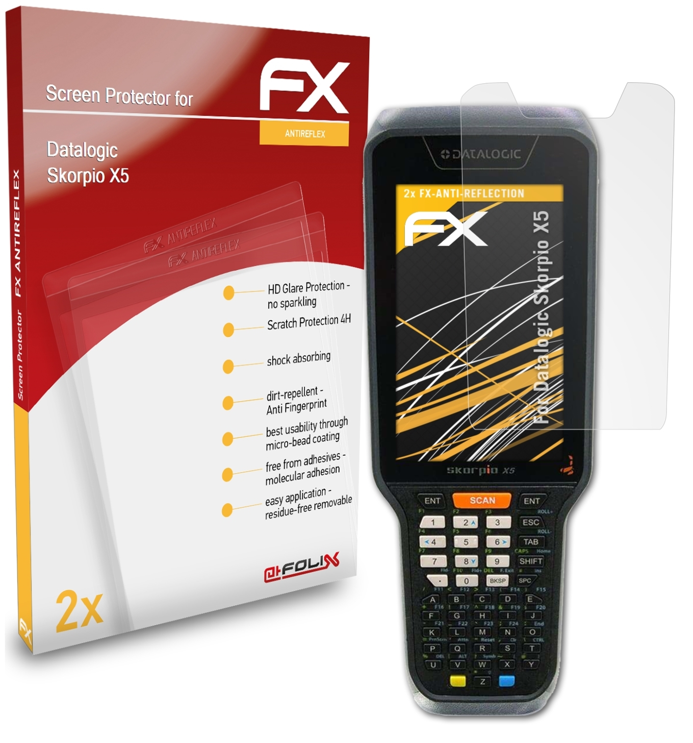 ATFOLIX X5) Displayschutz(für Datalogic Skorpio 2x FX-Antireflex
