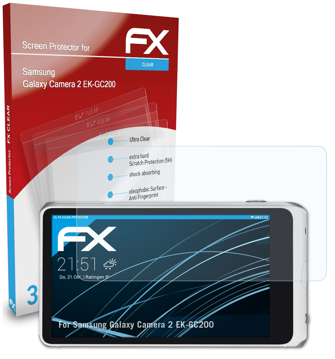 ATFOLIX 3x FX-Clear Displayschutz(für (EK-GC200)) Samsung Galaxy Camera 2