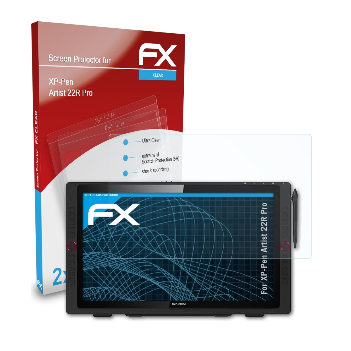 ATFOLIX 2x FX-Clear Displayschutz(für 22R Artist Pro) XP-PEN