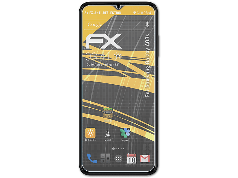 ATFOLIX 3x FX-Antireflex Displayschutz(für Samsung Galaxy A03s)