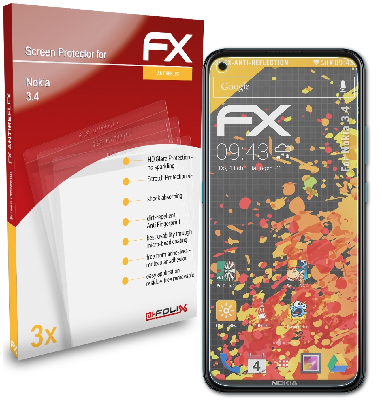 3.4) Displayschutz(für Nokia ATFOLIX FX-Antireflex 3x
