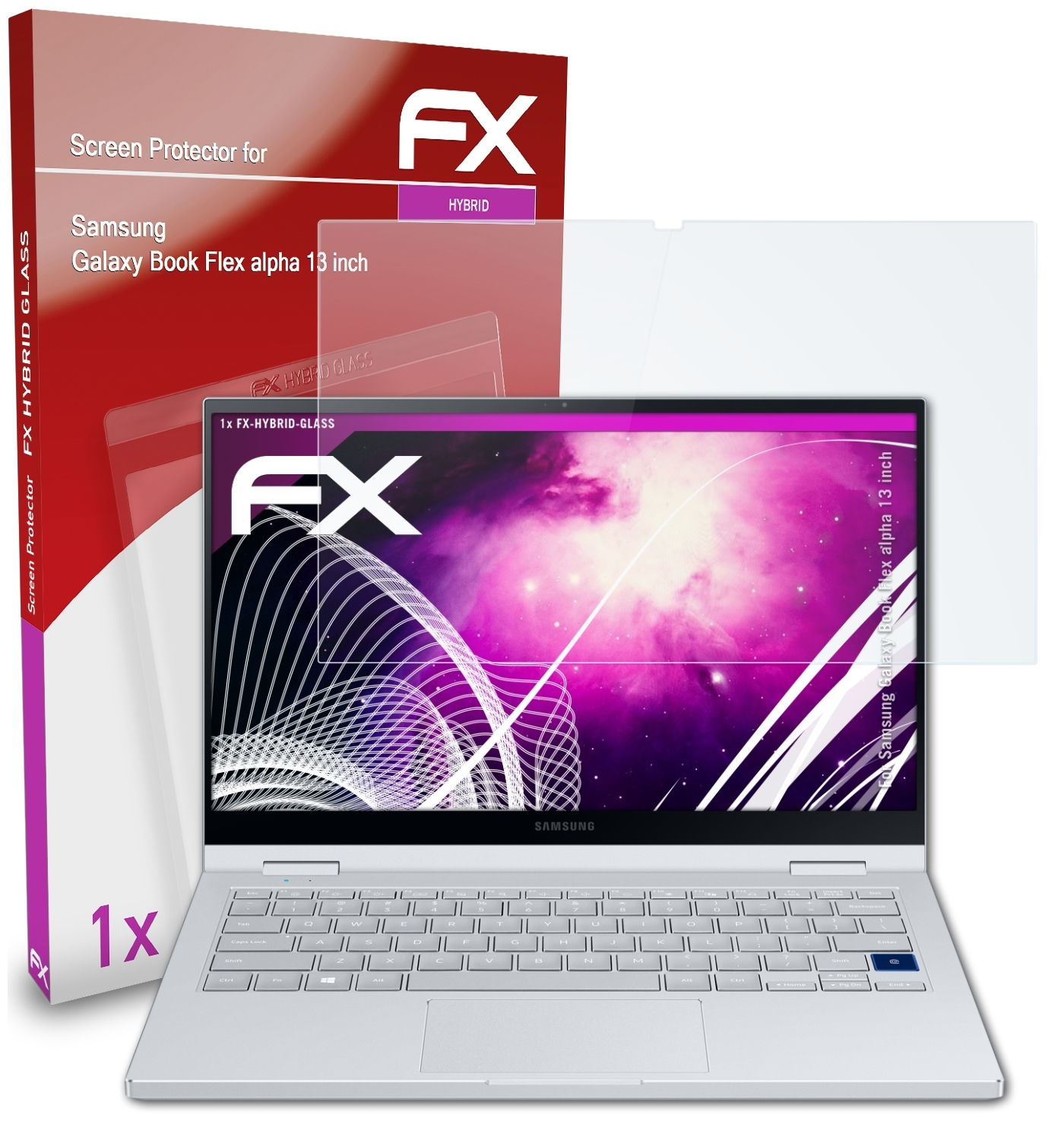 ATFOLIX FX-Hybrid-Glass Schutzglas(für Samsung inch)) Flex (13 Book alpha Galaxy