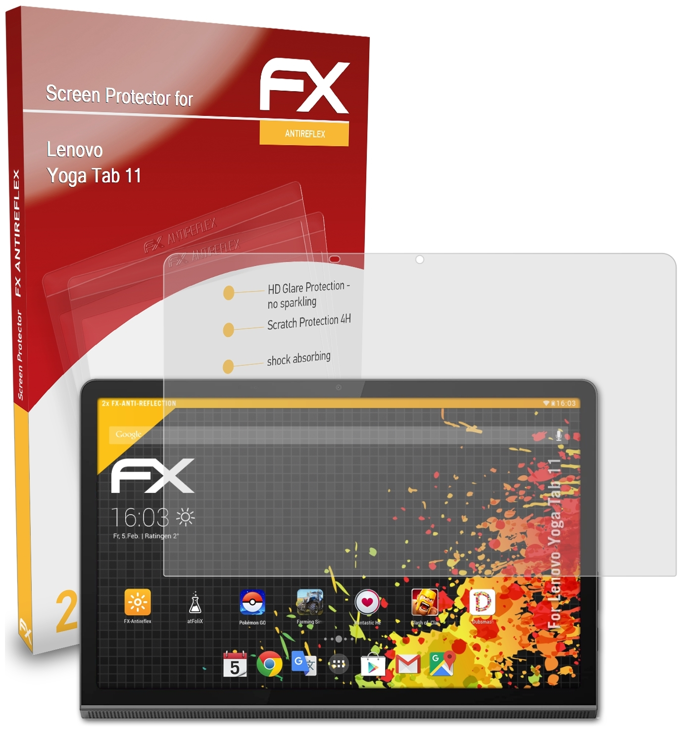 ATFOLIX 2x Tab Yoga Displayschutz(für 11) Lenovo FX-Antireflex