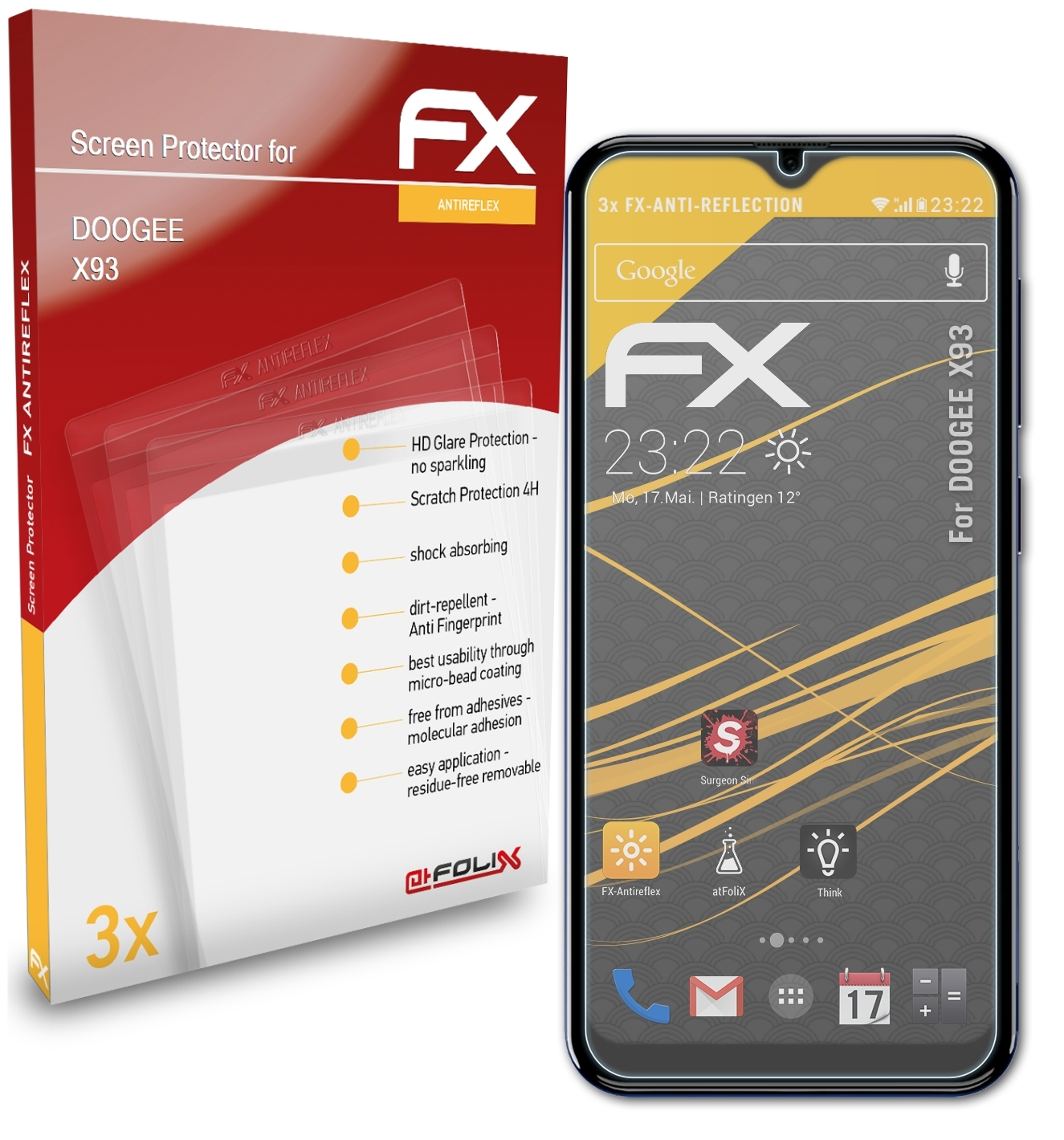Displayschutz(für FX-Antireflex Doogee 3x X93) ATFOLIX