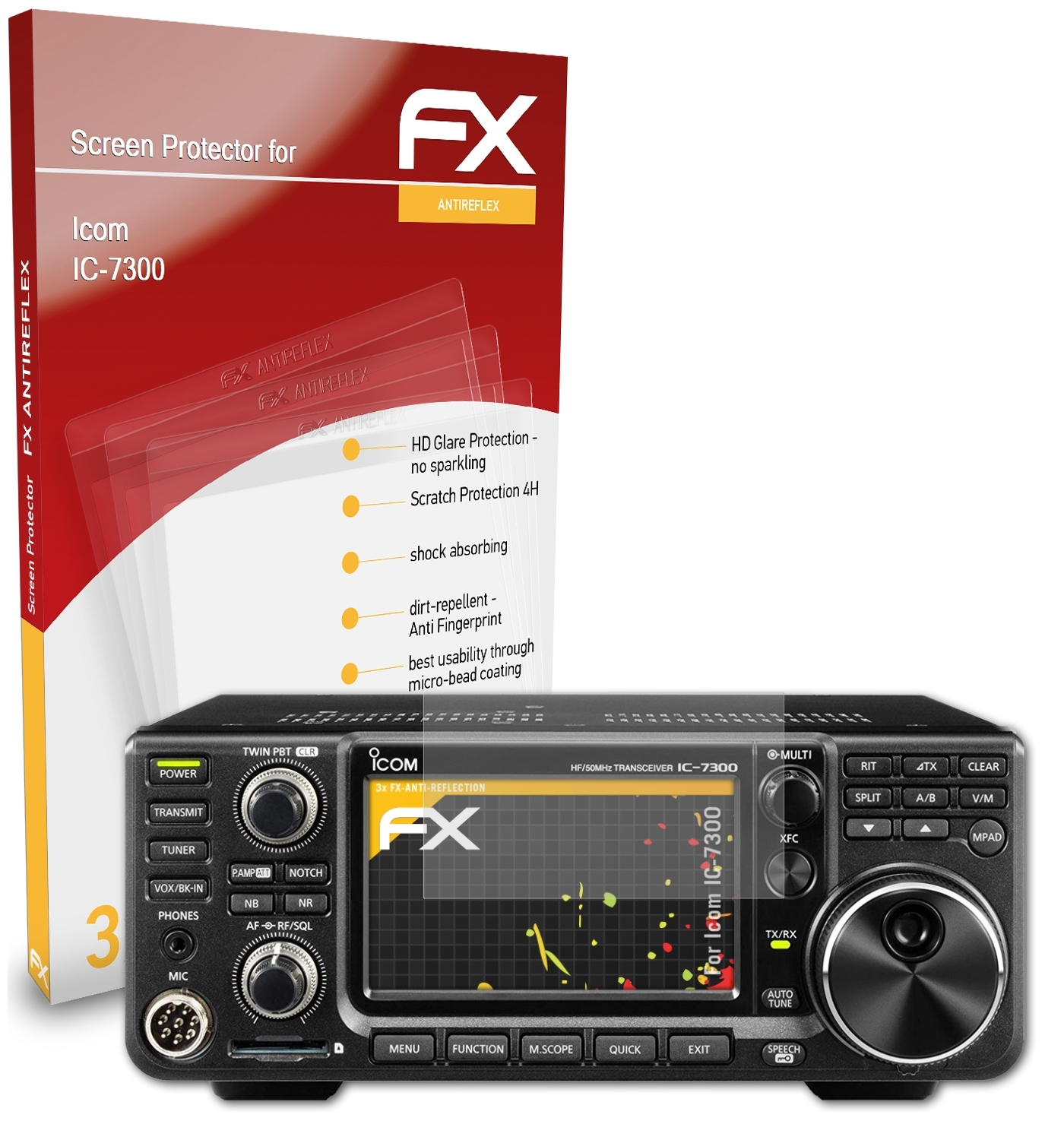 FX-Antireflex ATFOLIX Icom IC-7300) 3x Displayschutz(für